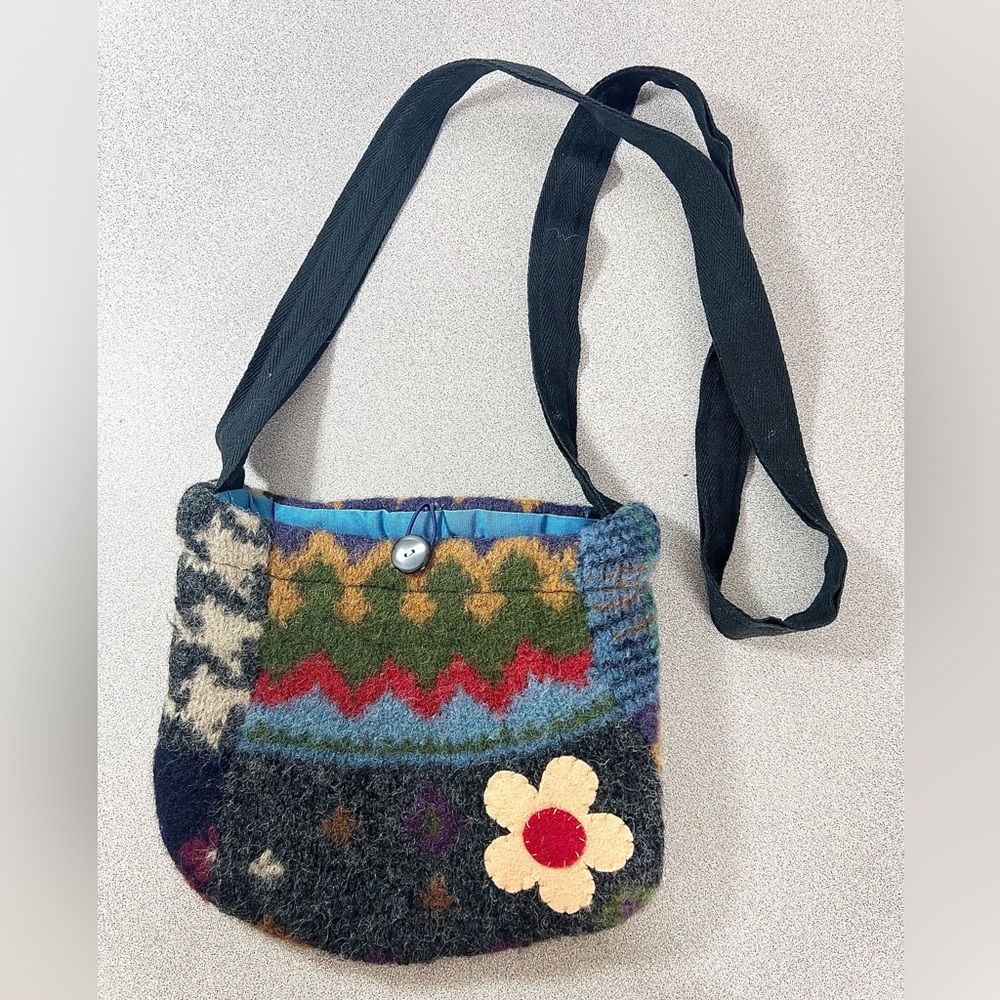 Handmade‎ Felted Wool Purse handbag upcycle boho artsy
